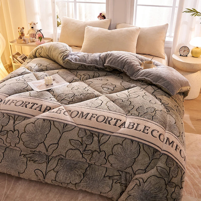 Thick Warm Lamb Fleece Blanket and Soft Milk Fleece Comforter