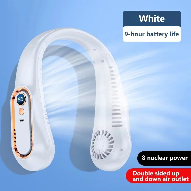 Portable Bladeless Hanging Neck Fan with LED Digital Display 2027