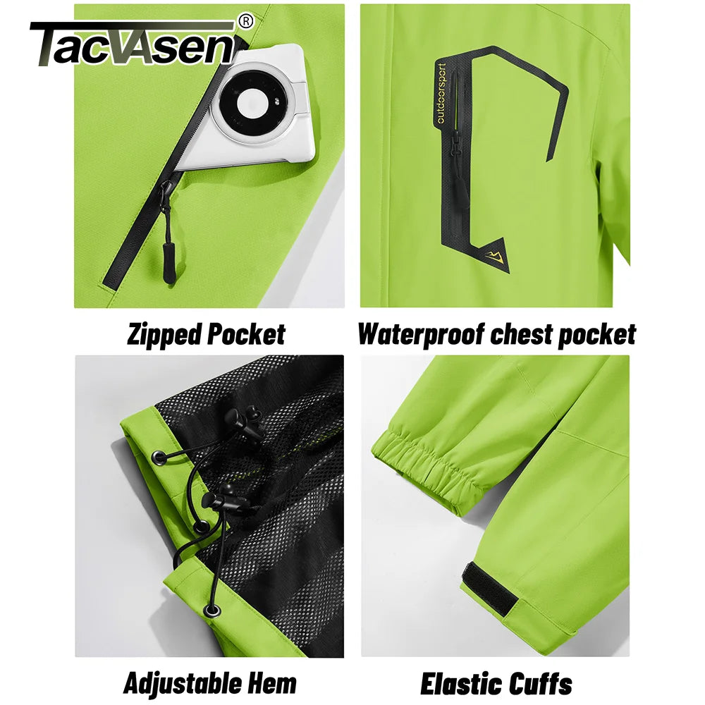 Men's Lightweight Waterproof Hooded Outdoor Hiking Rain Jacket TJ589