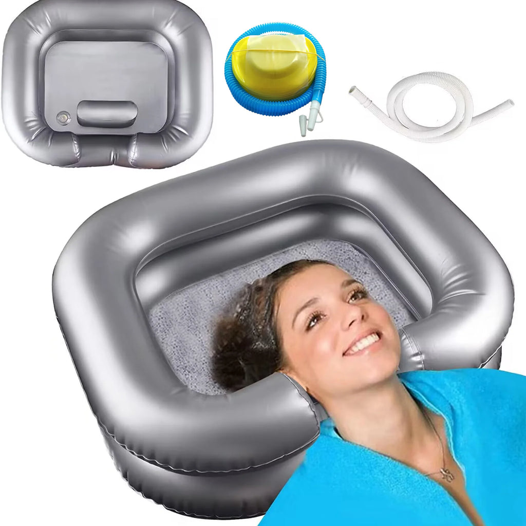 Inflatable Hair Wash Basin with Pillow for Bedridden Home Care