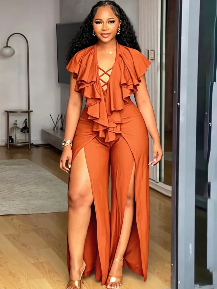 Women's Wide Leg Jumpsuit High Waist Casual Black