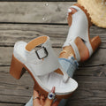 Women's Chunky Block Heel Platform Sandals Open Toe Adjustable Buckle