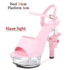 Women's Patent Leather Rhinestone Sandals and Platform High Heels