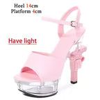 Women's Patent Leather Rhinestone Sandals and Platform High Heels