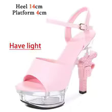 Women's Patent Leather Rhinestone Sandals and Platform High Heels