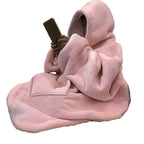 Cozy Oversized Reversible Fleece Wearable Hoodie Blanket with Kangaroo Pocket