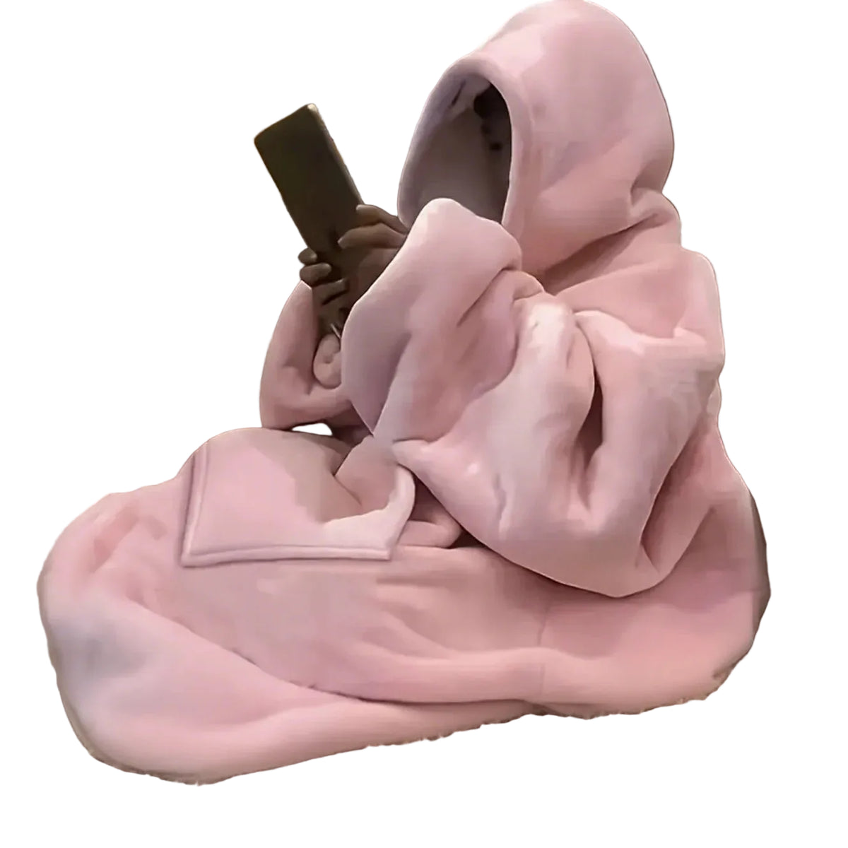 Cozy Oversized Reversible Fleece Wearable Hoodie Blanket with Kangaroo Pocket