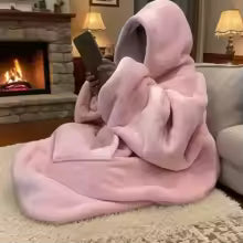 Cozy Oversized Reversible Fleece Wearable Hoodie Blanket with Kangaroo Pocket