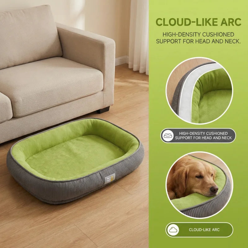 All-Season Dog Bed Washable Cushion with Raised Edges for Cats and Small Dogs