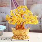 Chinese Gold Ingot Crystal Fortune Money Tree Figurine and Tabletop Ornament