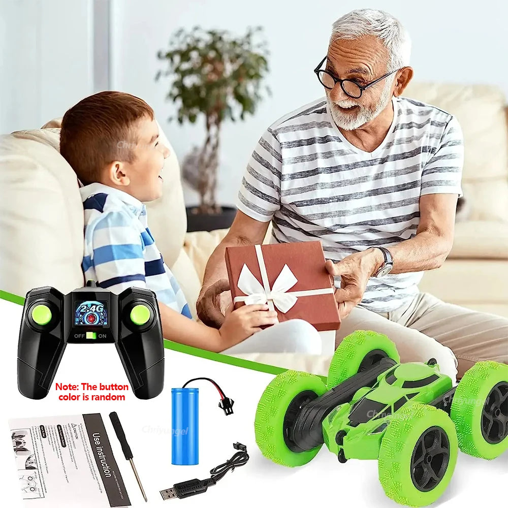 Kids 2.4G Double Sided Flip RC Stunt Car Toy Set