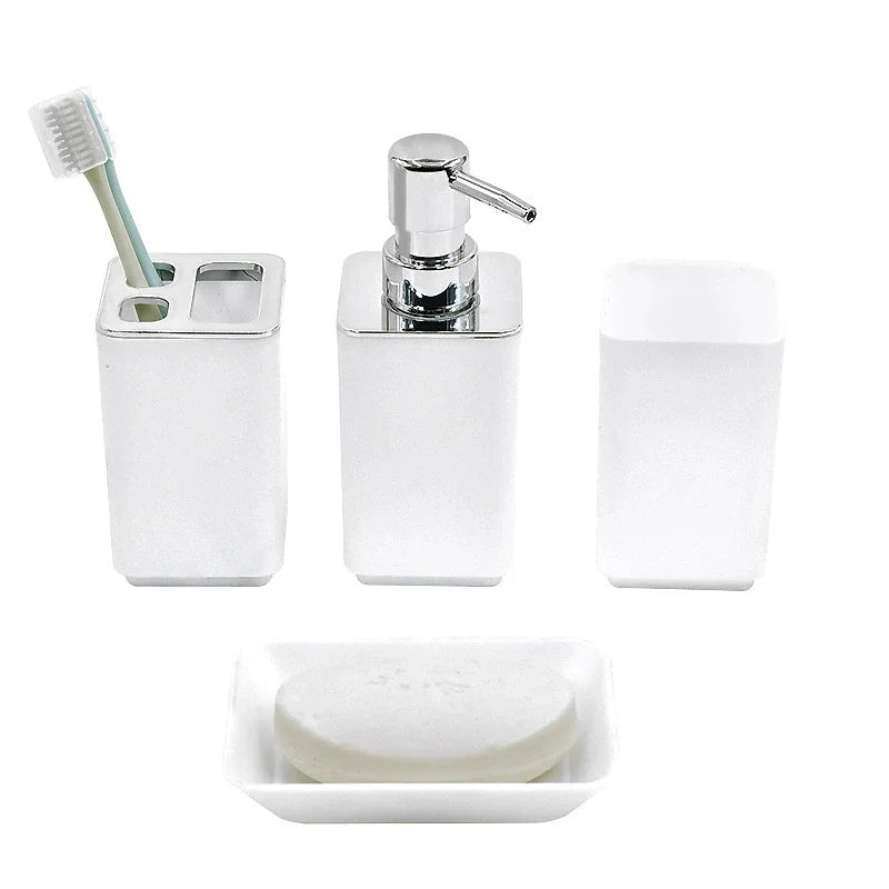 Bamboo Plastic Bathroom Accessory Set with Trash Can T234-8