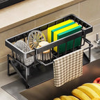 Kitchen Sponge Holder and Sink Drain Rack with Hanging Hook