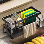Kitchen Sponge Holder and Sink Drain Rack with Hanging Hook