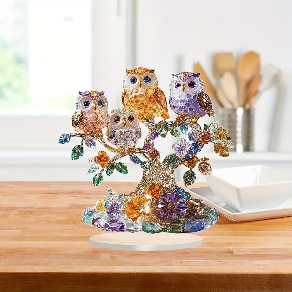 Cute Owl Flat Acrylic Plaque and Tabletop Ornament