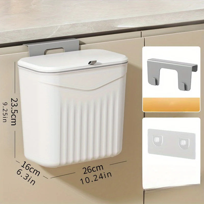 Wall-Mounted Plastic Kitchen Trash Bin and Hanging Storage Bucket