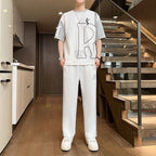 Men's Casual Printed Short Sleeve T-Shirt and Shorts Two Piece Set