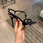 Women's Satin Color Block Stiletto Sandals