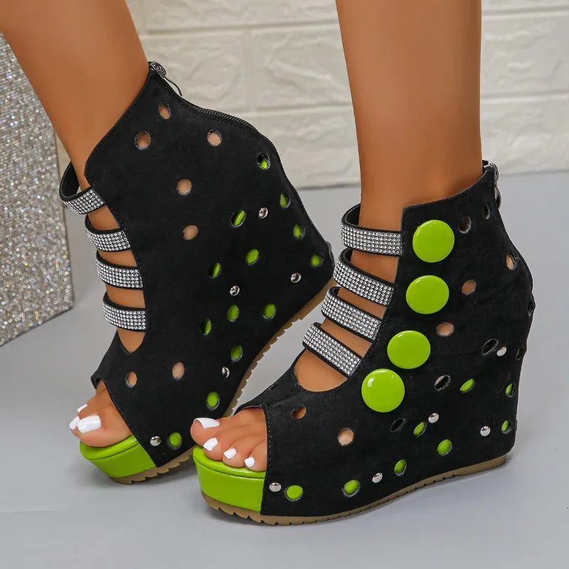 Women's Ultra High Heel Platform Wedge Sandals Open Toe