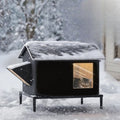 Weatherproof Insulated Outdoor Cat Shelter Elevated Winter House with Escape Door for Stray Cats