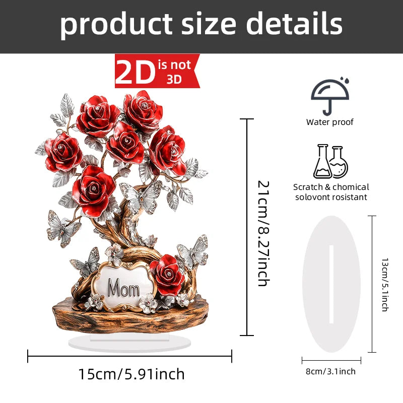 Flat Acrylic Rose Flower Artwork Plaque and Desk Decorative Sign