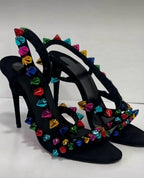 Women's Punk Rock Studded Straps Stiletto Sandals