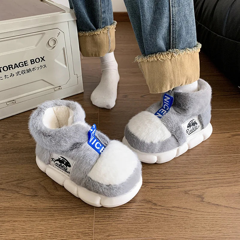 Winter Warm Plush Platform Slippers Unisex High Top Snow Boots