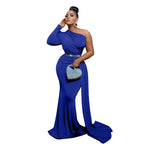 Women's One Shoulder Ruched Mermaid Maxi Evening Dress