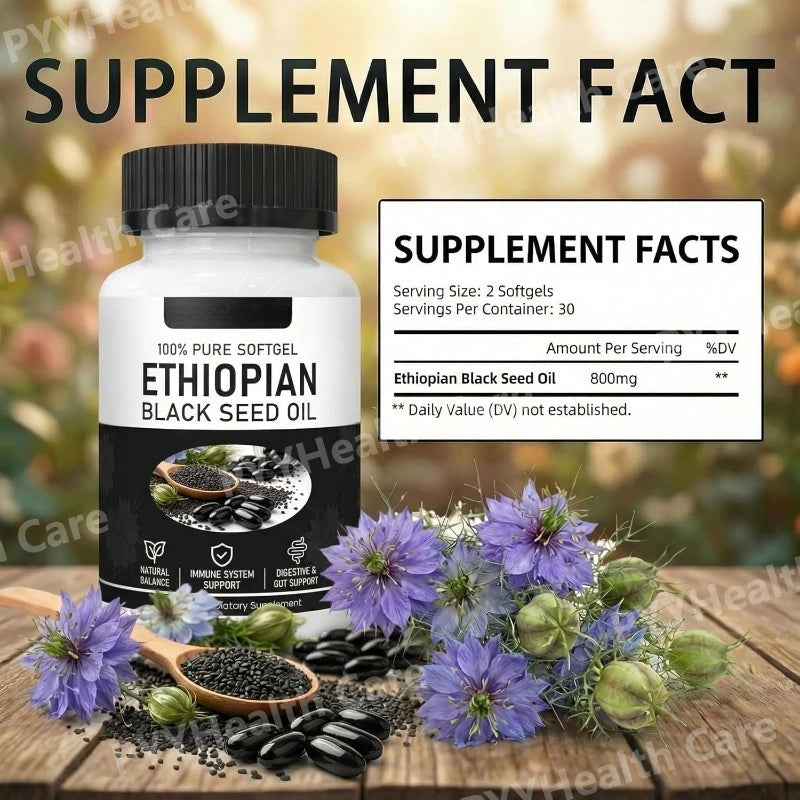 Ethiopian Black Seed Oil Softgels Herbal Dietary Supplement
