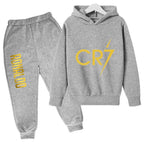 Kids' Ronaldo CR7 Print Hoodie Sweatshirt Pants Two-Piece Set
