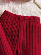 Girls' High-Neck Long-Sleeved Top Wide Leg Pants Two-Piece Set KJ1C4392A