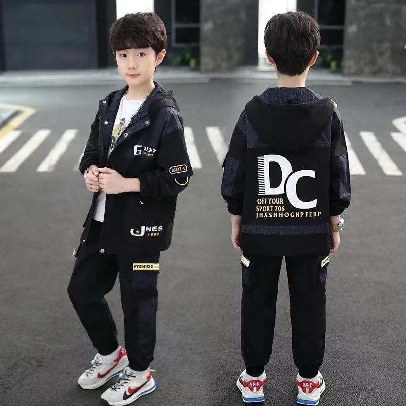 Boys' Casual Zipper Coat Pants Set