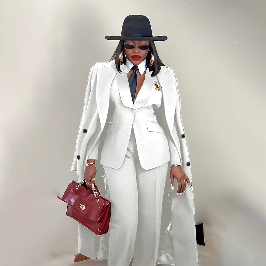 Men's Tailored Three-Piece Blazer Vest and Pants Suit