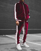 Men's Casual Velvet Jacket and Pants Tracksuit Set