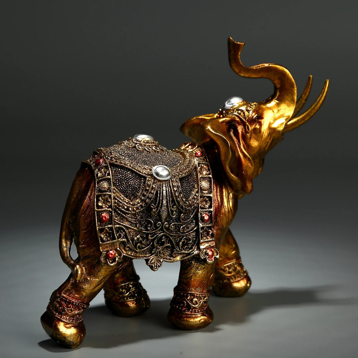 Handcrafted Elephant Resin Statue and Tabletop Shelf Ornament