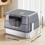 Stainless Steel Enclosed Cat Litter Box with Lid and Splash-Proof Sides