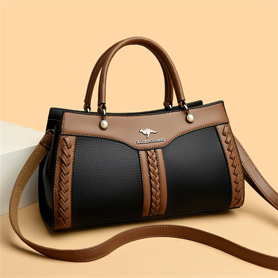 Women's Multi Layered Soft Leather Shoulder Crossbody Bag