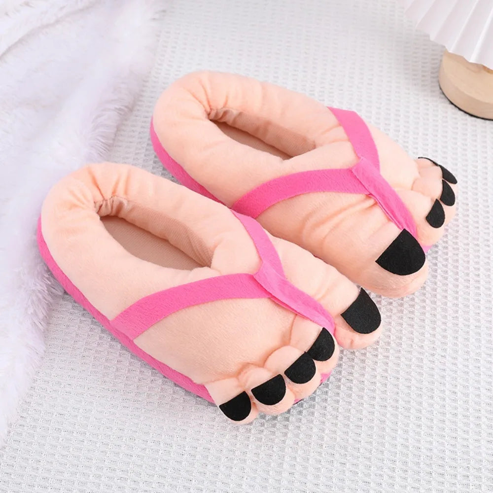 Unisex Winter Cotton Slippers Funny Cartoon Couple House Slides Warm Soft Plush Indoor Flats