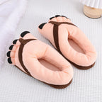 Unisex Winter Cotton Slippers Funny Cartoon Couple House Slides Warm Soft Plush Indoor Flats