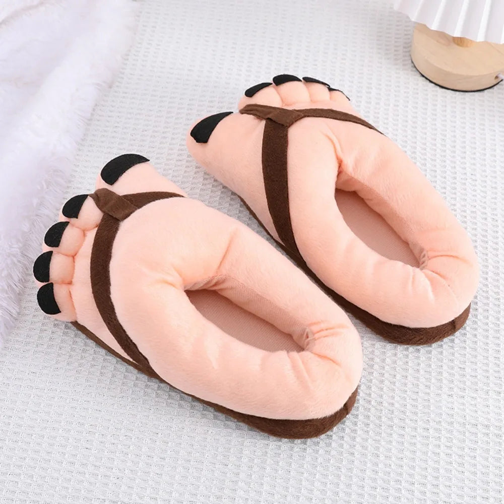Unisex Winter Cotton Slippers Funny Cartoon Couple House Slides Warm Soft Plush Indoor Flats