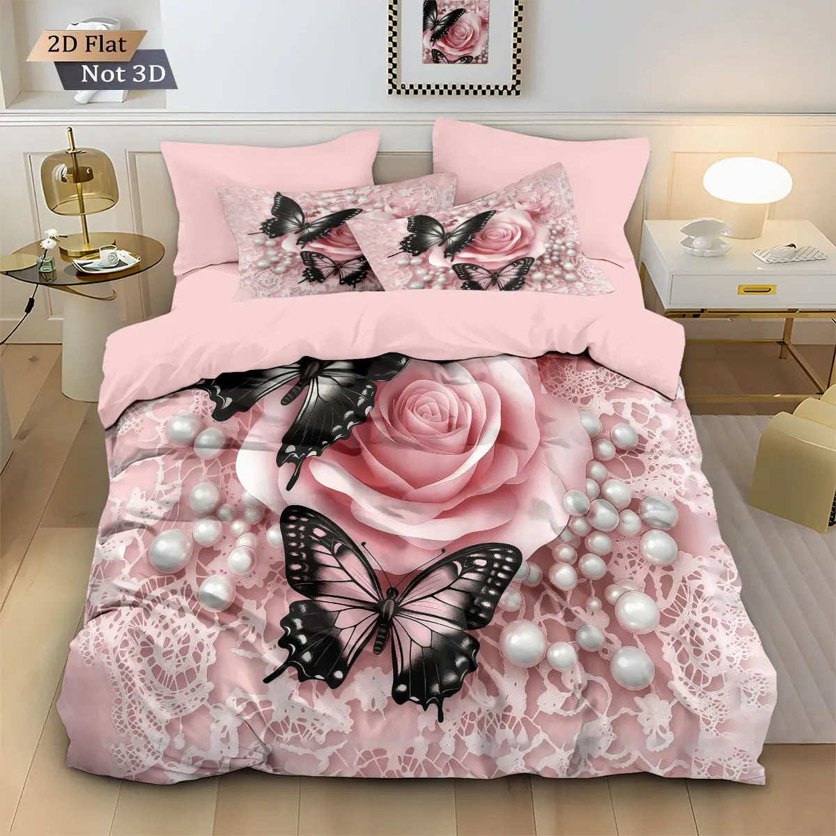 Dimensional Rose Flower Duvet Cover and Soft Bedding Set