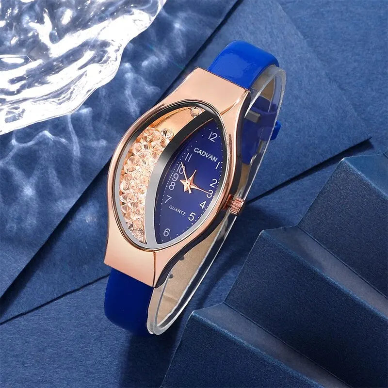 Women's Rhinestone Quartz Watch 6-Piece Jewelry Gift Set