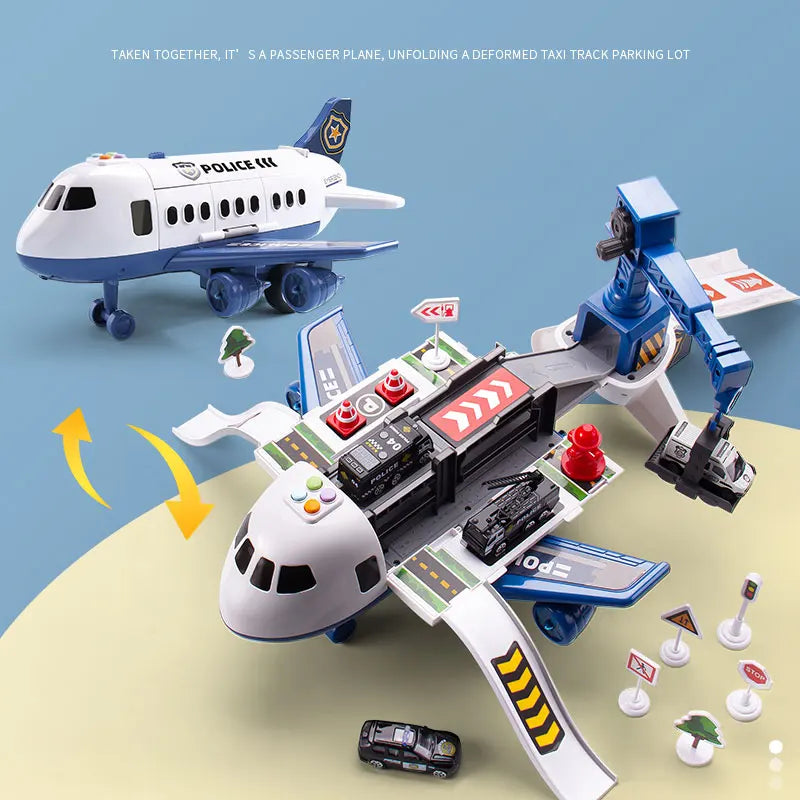 Kids' Airplane Track Toy Set with Lights and Sound
