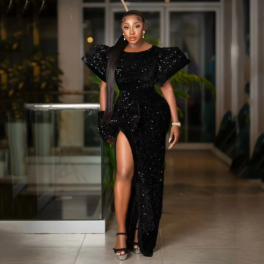 Women's African Sequins Long Maxi Dress