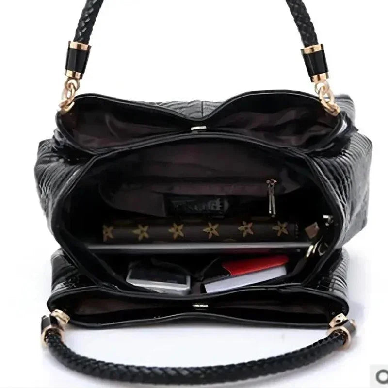 Women's Crocodile Pattern Shoulder Tote Bag