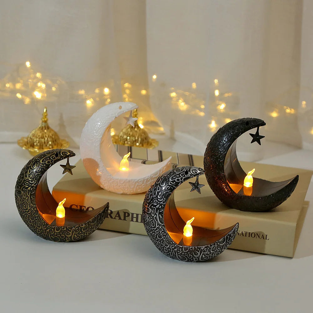 Star Moon LED Candlestick Lamp and Eid Festive Tabletop Ornament
