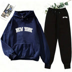 Women's Printed Hoodie Sweatshirt Jogger Pants Set