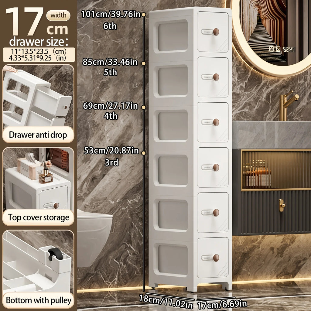Narrow Space Storage Cabinet with Drawers for Kitchen and Bathroom