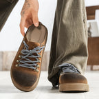 Men's Suede Closed Toe Lace-up Flat Loafer Slippers