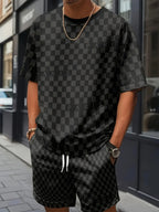 Men's 3D Print Round Neck T-Shirt and Shorts Set